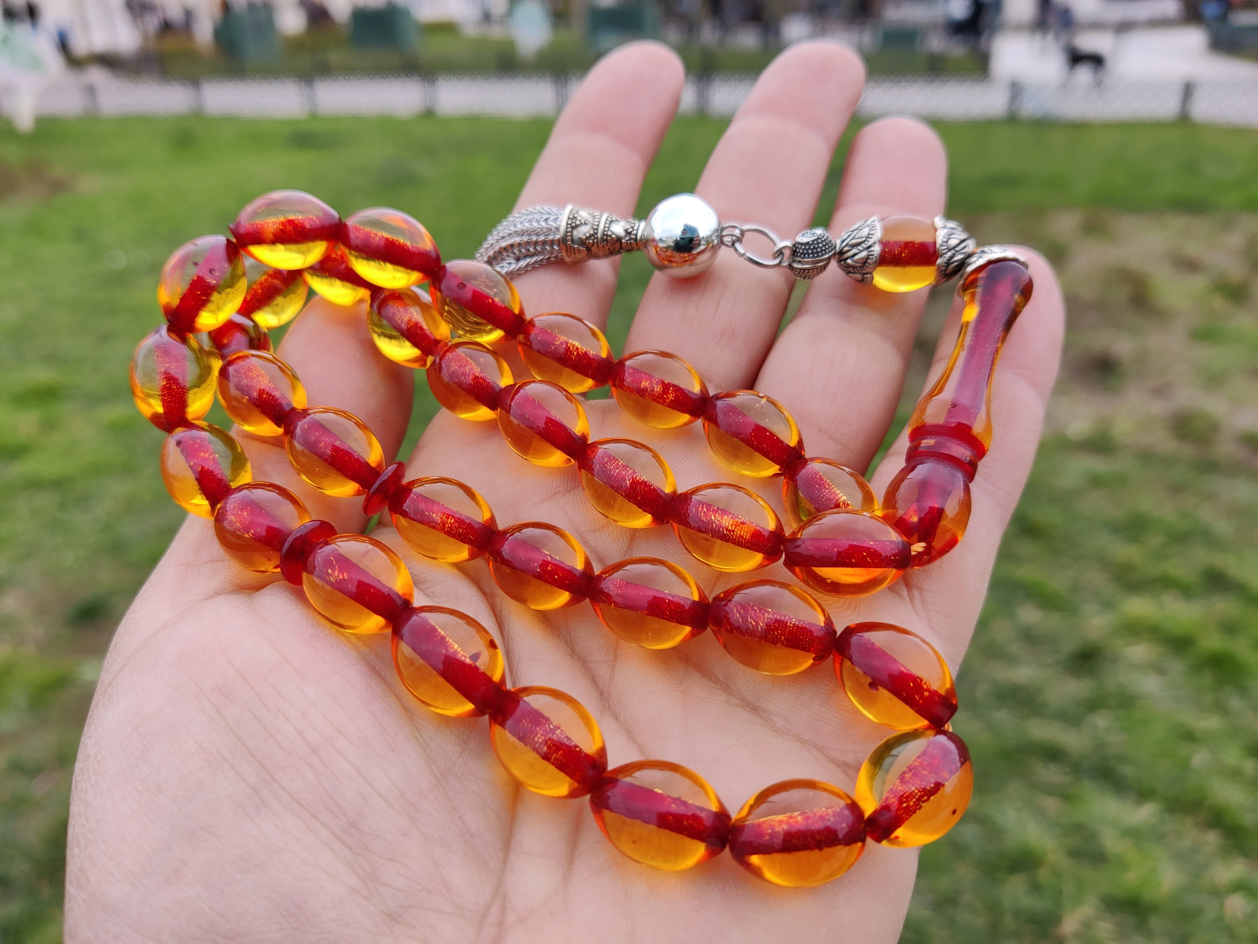 Tasbih Ottoman Faturan German Cherry Amber Sandalous Misbaha Rosary Free Shipping #12C