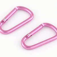 38 25mm pink carabiner d buckle climbing keychain clip key ring claspspring snap hook screw gate buckle outdoor camping 10pcs