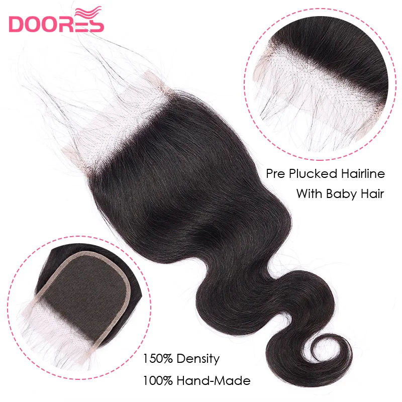 Doores Hair 100% человеческие волосы на шнурке 4*4 кружевные волнистые бразильские remy