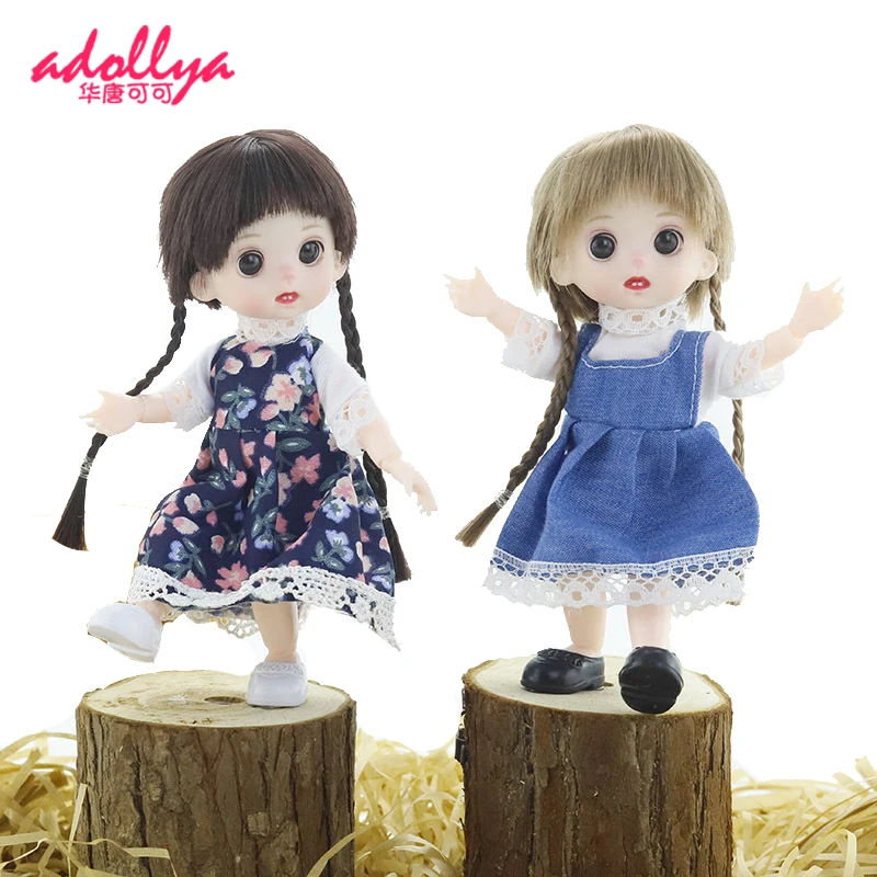 

Adollya Cute Nude Dolls With Hair 1/8 BJD Doll White Skin Body 16cm Wig With Double Braids DIY Christmas Gift Random Color Shoes
