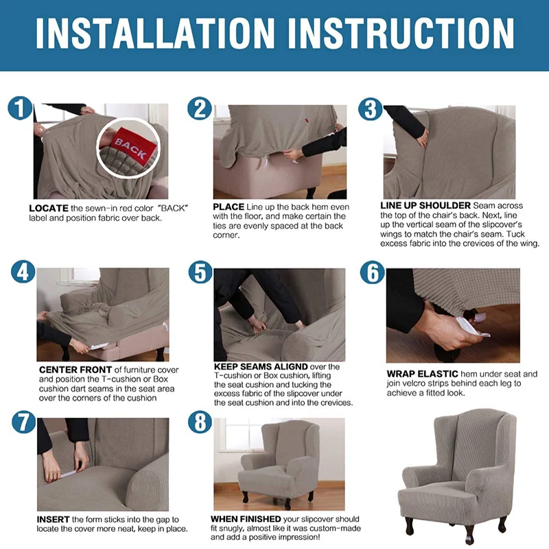 Прямая поставка чехол на стул Wingback эластичный диван из полиэстера и спандекса с