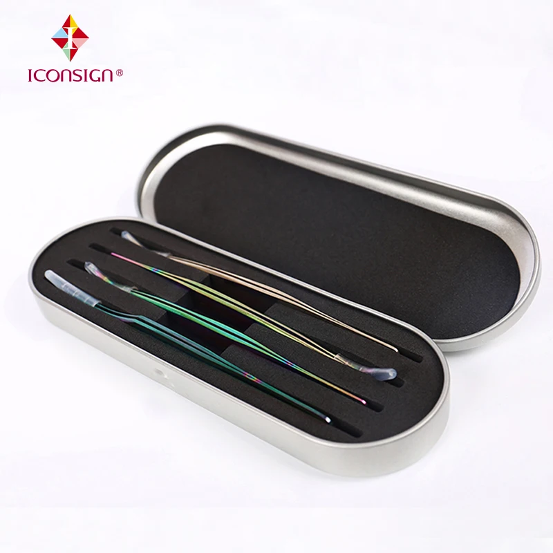 ICONSIGN Новое поступление коробка для хранения пинцетов наращивания ресниц набор