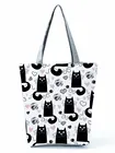 Сумка на плечо с мультипликационным рисунком животных, шерстяная сумка с принтом кошки и любви, Экологичная модная пляжная сумка, портативная практичная сумка для покупок
