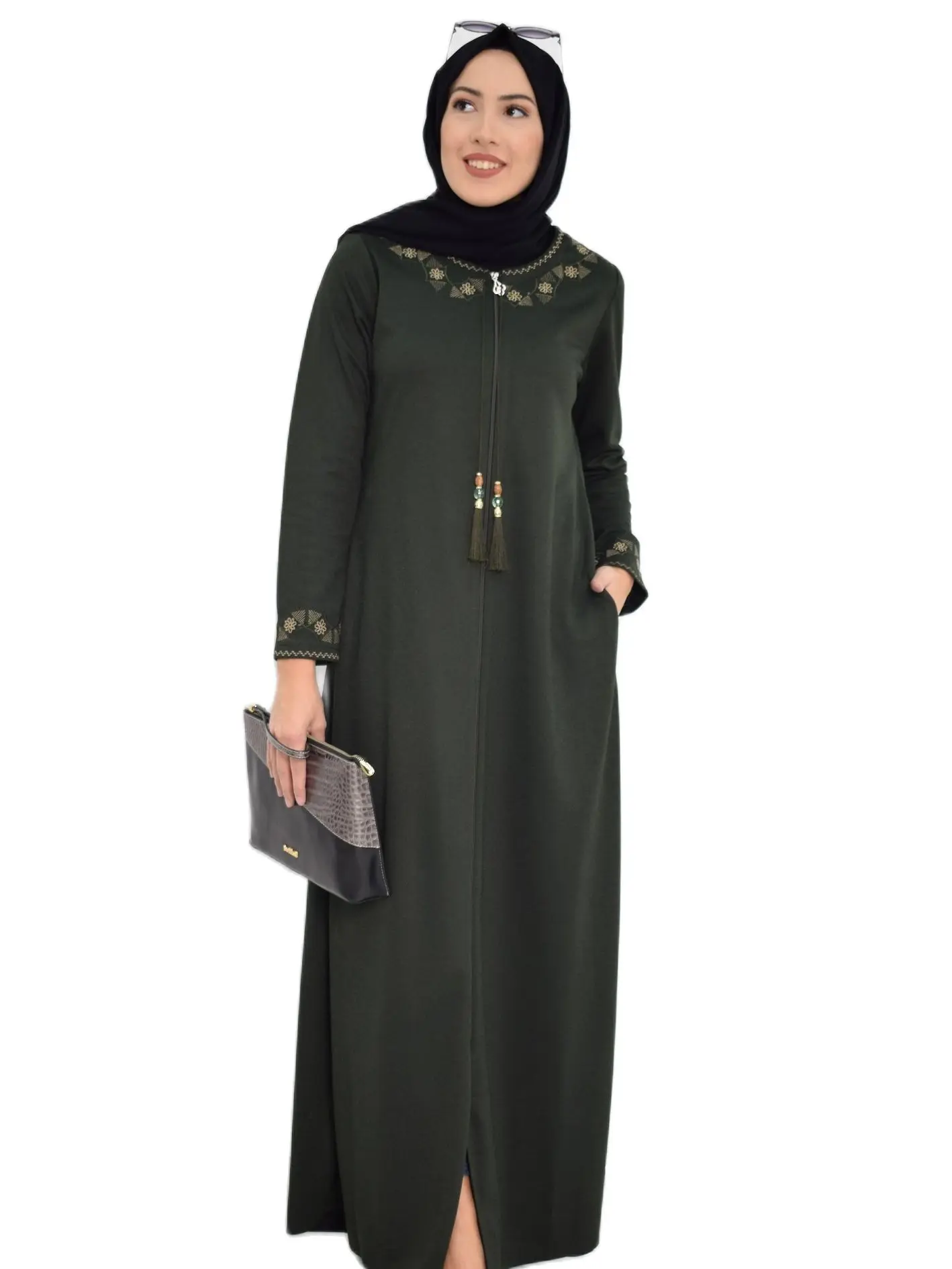 

MC2027 Women Long Sleeve Muslim Abaya Embroidered Abaya Women hijab clothing Dress Muslim Dress Islam European Clothing Dresses