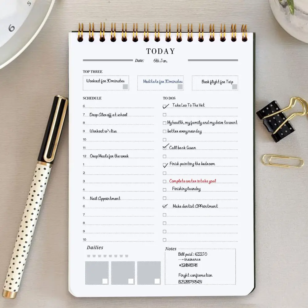 Неустанавливаемый Ежедневник для ежедневного планировщика персональный