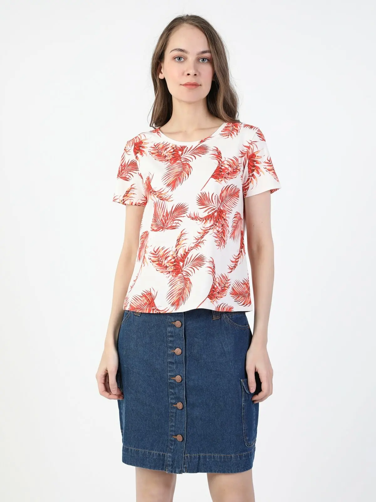 

Colins Woman Regular Fit Coral Short SleeveTshirt