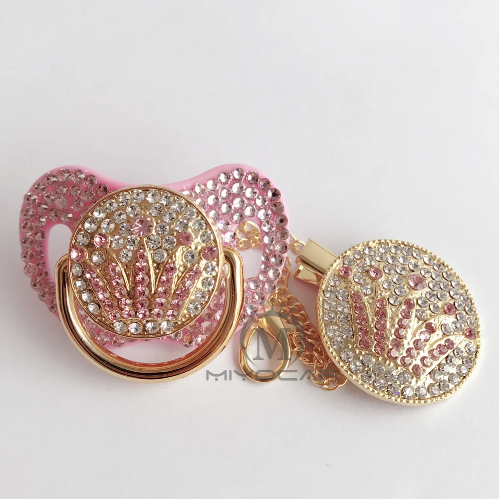 MIYOCAR безопасный, не содержит БФА bling crown пустышка и соска клип держатель набор Красочные bling с камнем уникальный дизайн на рынке