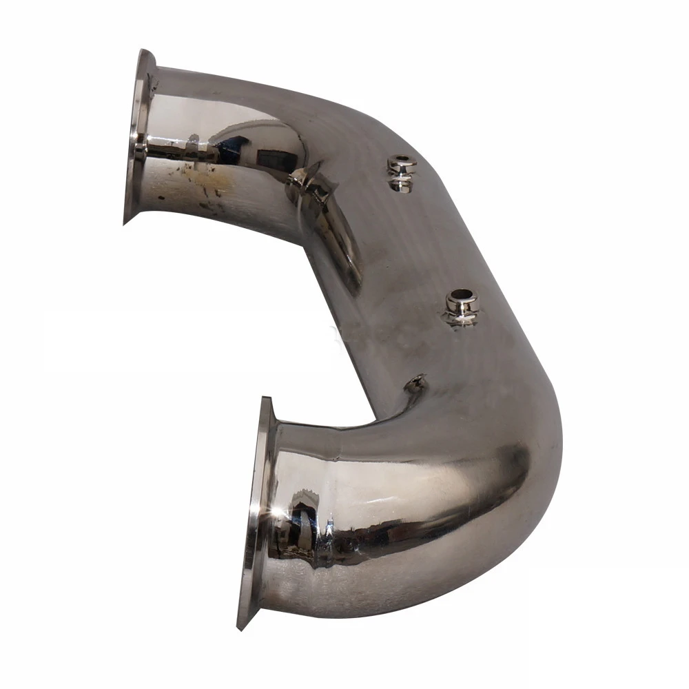 Tri-clamp 2''(51mm) OD64 180 degree bend pipe with holes for thermo sensors | Обустройство дома