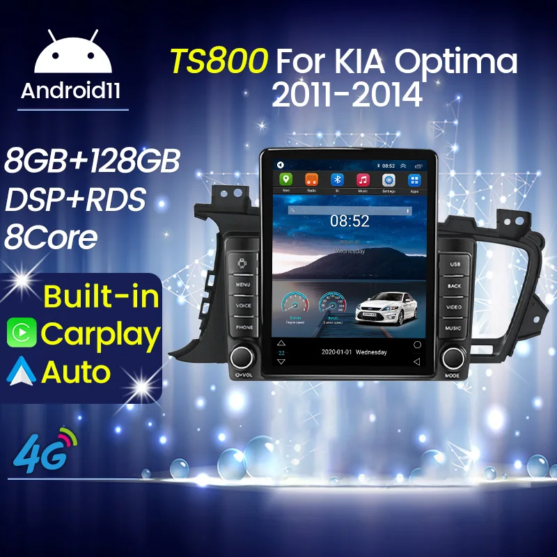 Android 11 Carplay 4G LTE Для Tesla Вертикальный Автомобильное Радио Видео Стерео Kia K5 Optima 3 2011 -