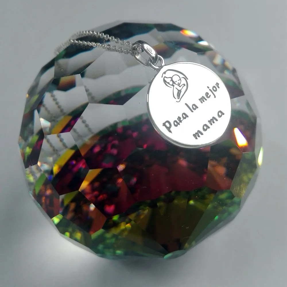 Alylosilver воротник Colgante Medalla Madre Para La Mejor Mama Plata De Ley Mujer Incluye Cadena и Estuche gift | Украшения