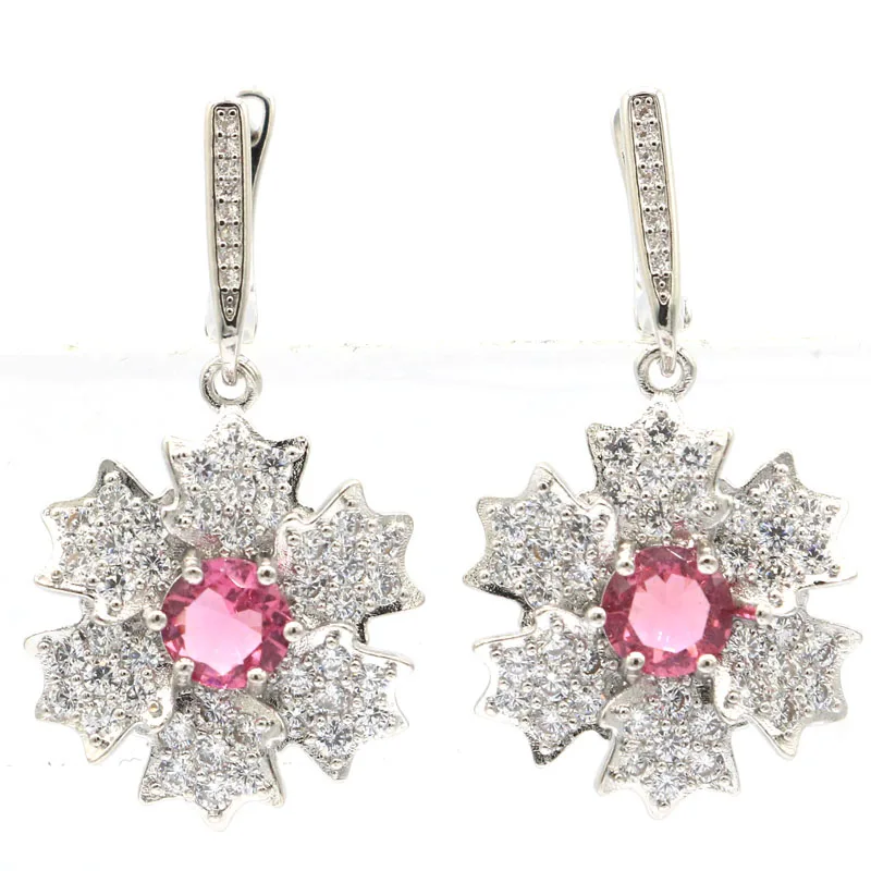 Комплект ювелирных изделий SheCrown из розового турмалина и зеленого перидота с