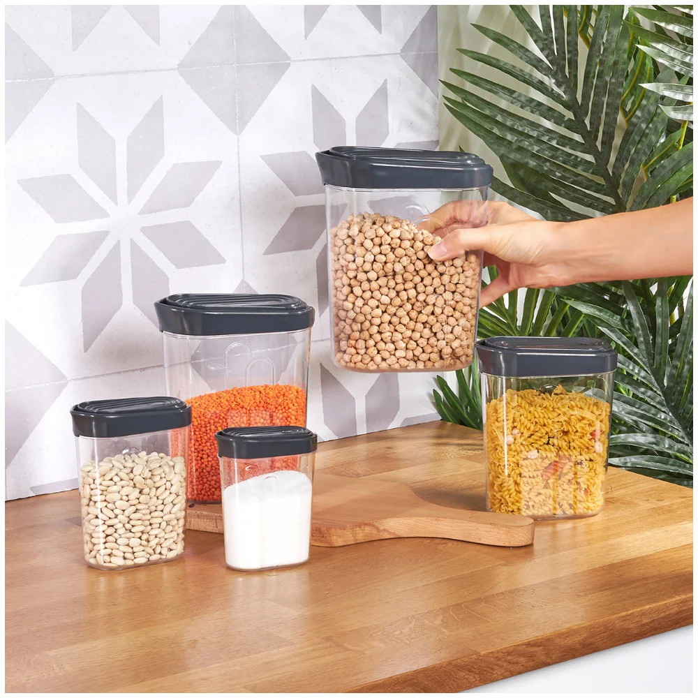 multipurpose usage container 5 pieces storage high quality red and gray colored plastic material home appliances kitchen tool free global shipping