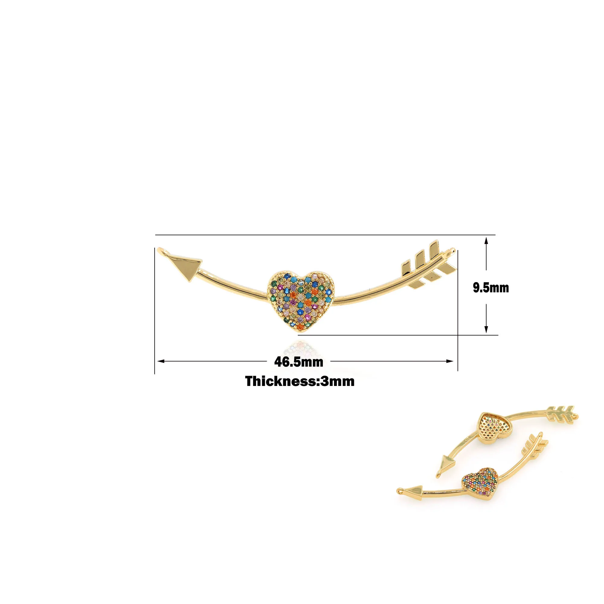 

Gold Filled Metal Arrow Charm Gold Jewelry Pendant Connector For Bracelet Necklace Jewelry Making Cubic Zirconia Heart Charm