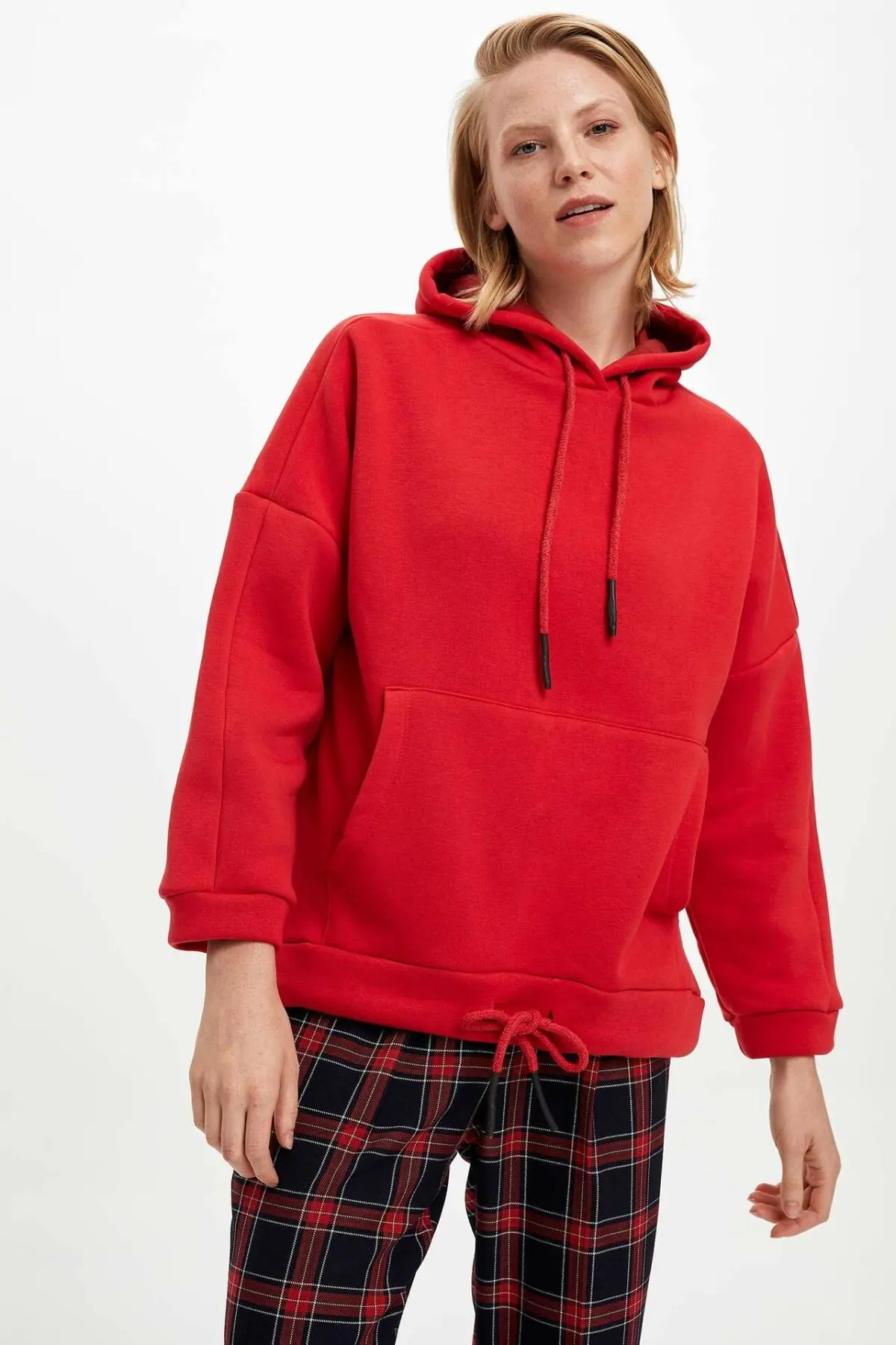 Дефакто Модные женские одноцветные толстовки с капюшоном женская спортивная