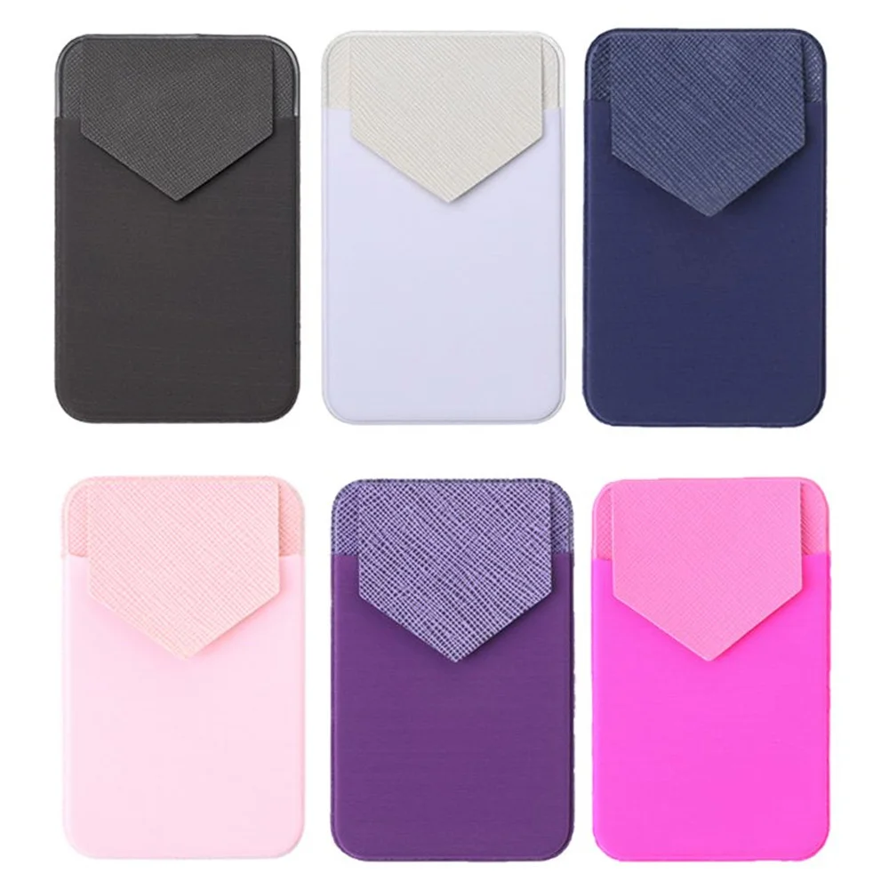 1Pc 2022 New Universal PU Triangle Cover Head Mobile Phone Wallet Credit ID Card Holder Adhesive Pocket Sticker Case - купить | Держатели для карт и пропусков -1005003686853668