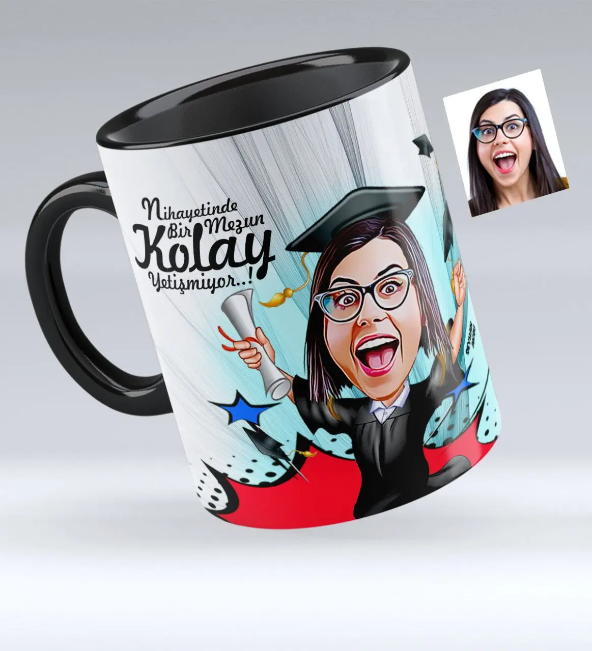 

Personalized Women 'S Graduated Caricature Of Black Mug cup-1