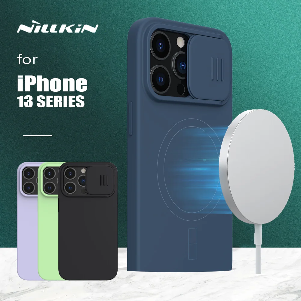 

Чехол Nillkin для iPhone 13 Pro Max, магнитный чехол для камеры, однотонный силиконовый тонкий чехол для телефона iPhone 13 13 Pro Max