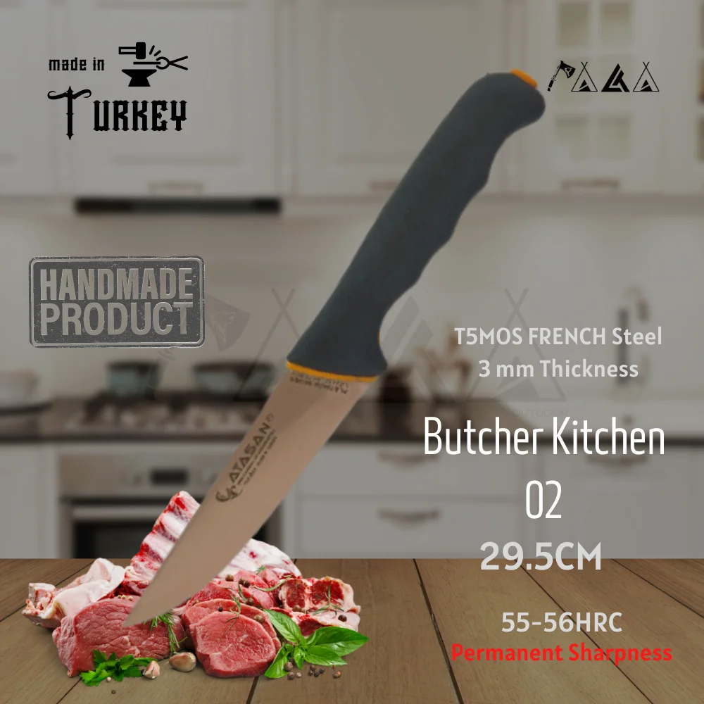 

ATASAN Platinium Series Butcher Kitchen Knife 2 Handmade High Quality Professional Stainless Steel Steak Meat Knife Turkish 2021