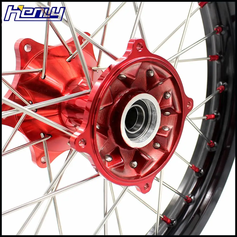 21/19 литые MX колеса Набор для HONDA CR125R CR250R 2002-2013 Красный ниппель