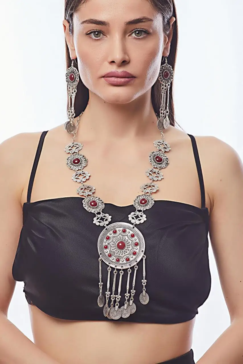 

Antique Silver Plated Ottoman Design Set new season modern Design for Women girls fashion jewelry