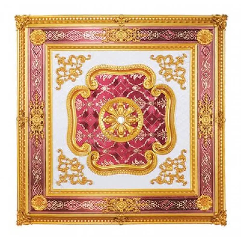 

DECOGOLD Decorative Square Design Bronze Golden&Burgundy Colored Ceiling Medallion 120x120cm