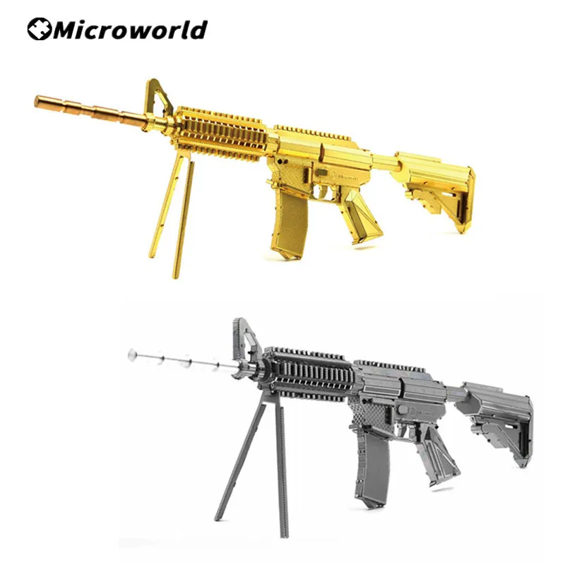 

Microworld Military M4A8 Carbines Machine Gun 3D Metal Puzzle Kits DIY Assemble Laser Cut Jigsaw Model For Men Hobby Collection