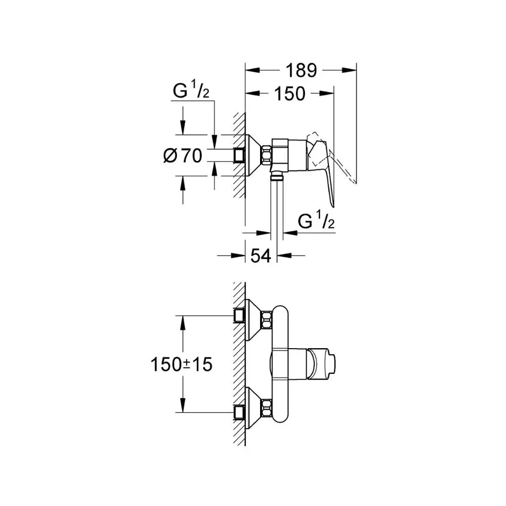 Смеситель для душа GROHE BauEdge хром (23333000) |