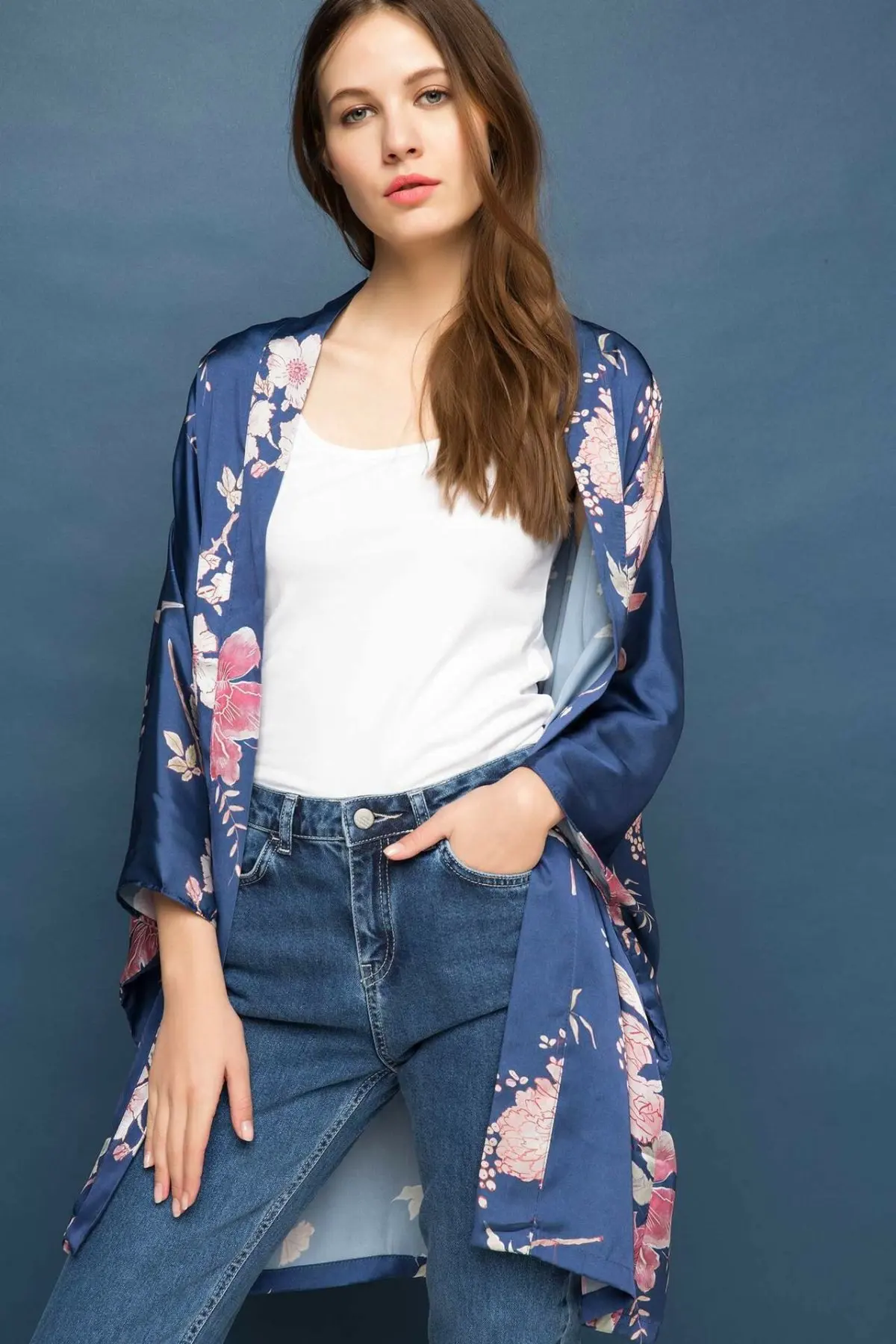 Женское тонкое пальто DeFacto Повседневная Длинная Верхняя одежда с v образным