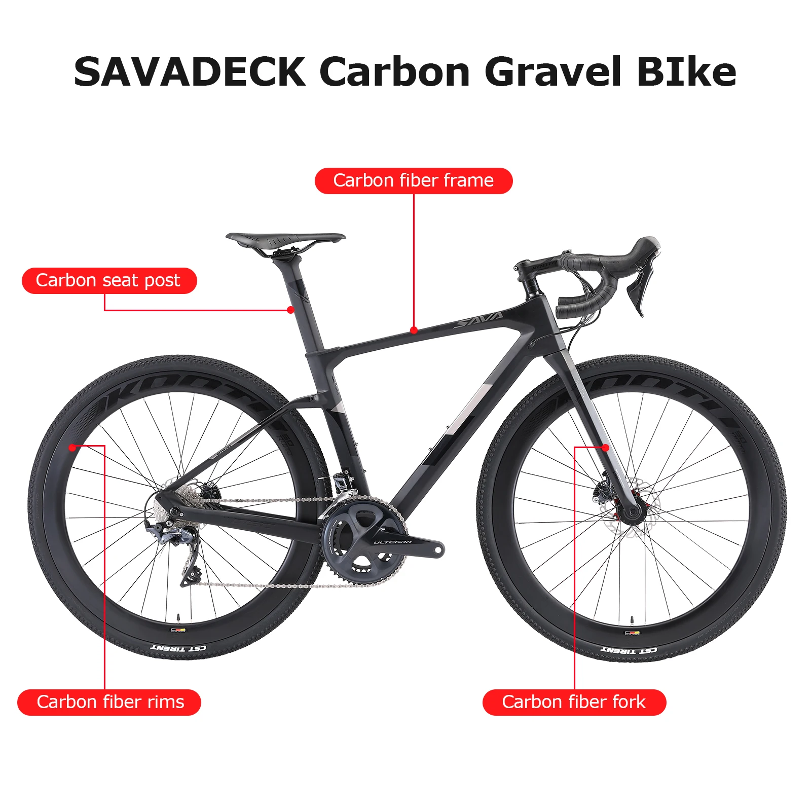 SAVA gravel disc brake carbon fiber road bike R11-R8020-22 speed off-road racing gravel bike with ULTEGRA R8020 images - 6