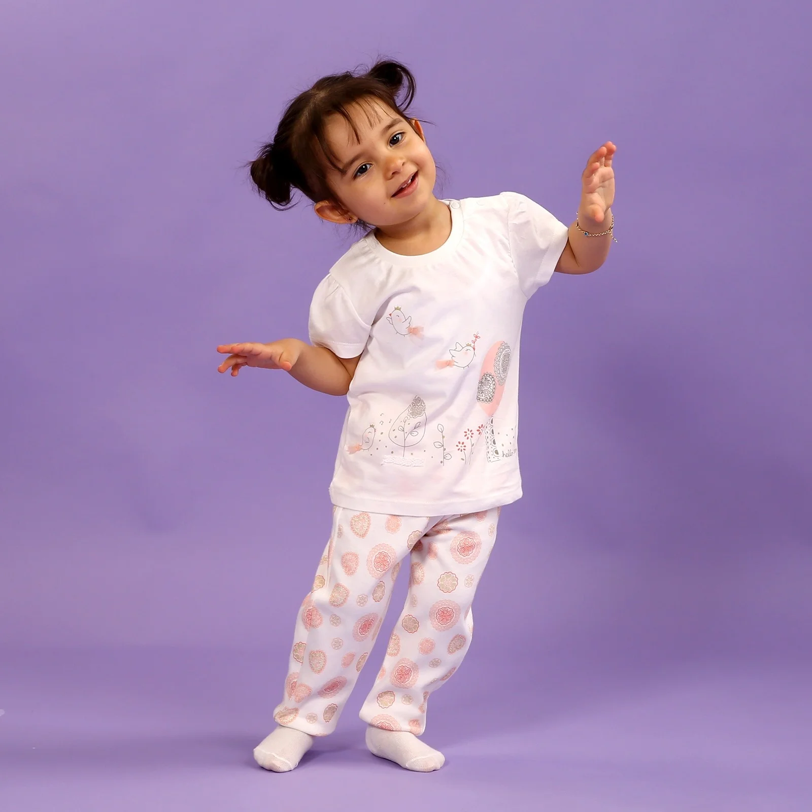 Ebebek HelloBaby/пижамный комплект для маленьких девочек с изображением птиц| |