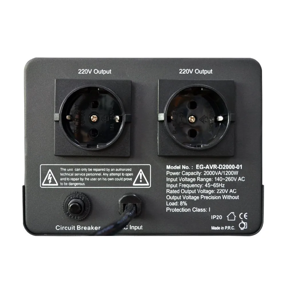 Стабилизатор мощности 1200 W 2000va чувствительный дисплей Eg avr d2000 01 защищает ваш