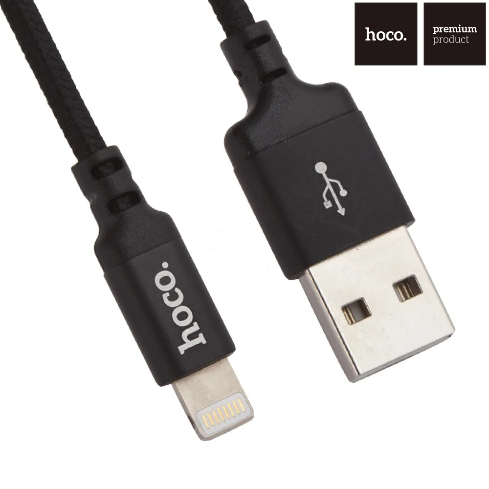 USB cable 2.4A HoCo x14 times speed Lightning charging (L = 1 m) (red black) | Мобильные телефоны и аксессуары