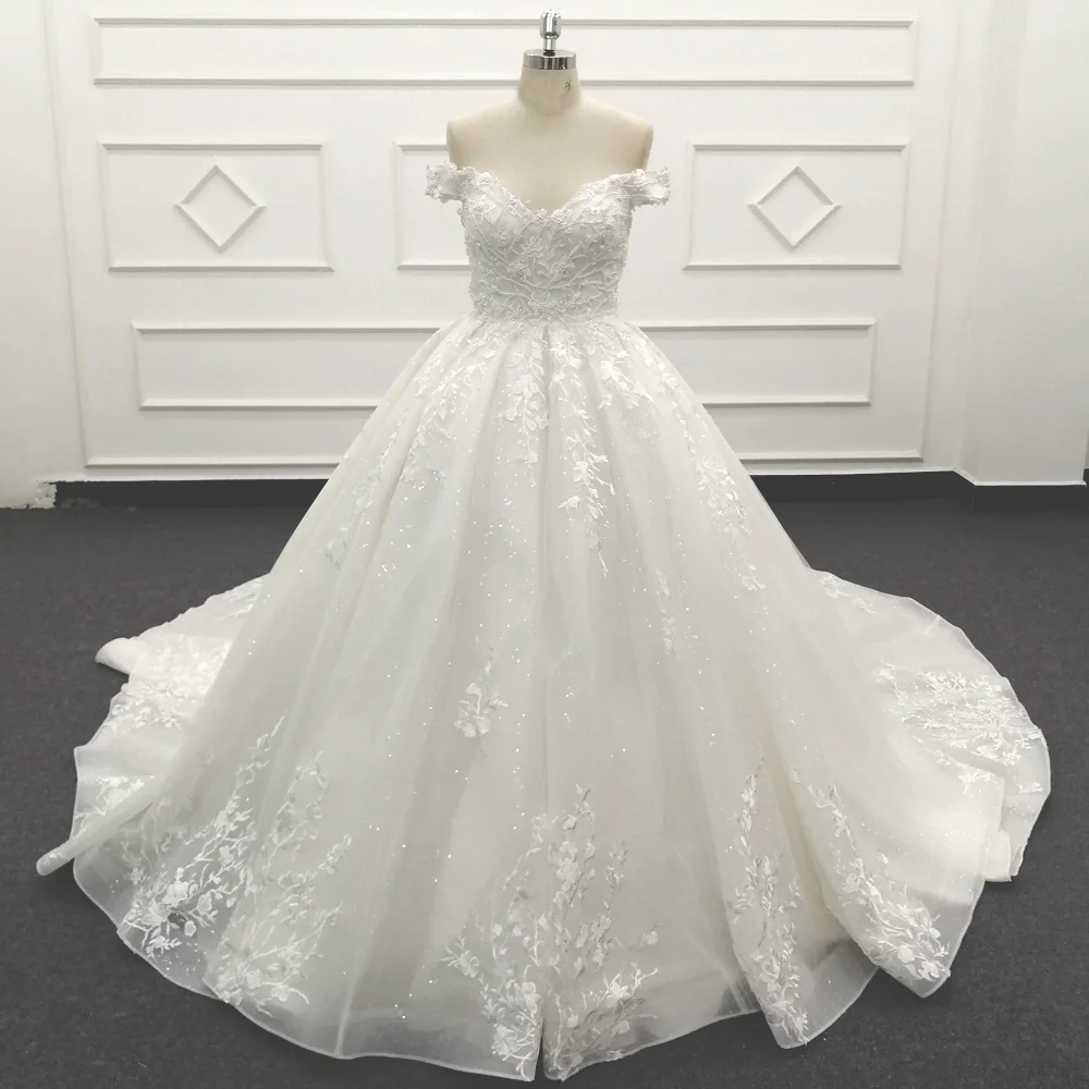 

Vestidos De Novia Lace Ball Gown Wedding Dresses Sweetheart Appliques Pearls Chapel Train Vintage Bridal Gowns Molanda SJ415