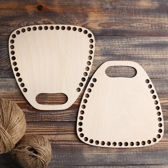 Набор заготовок для вязания &quotСумочное&quot донышко фанера 3 мм (2 в 1) 19×19 см d=9мм |