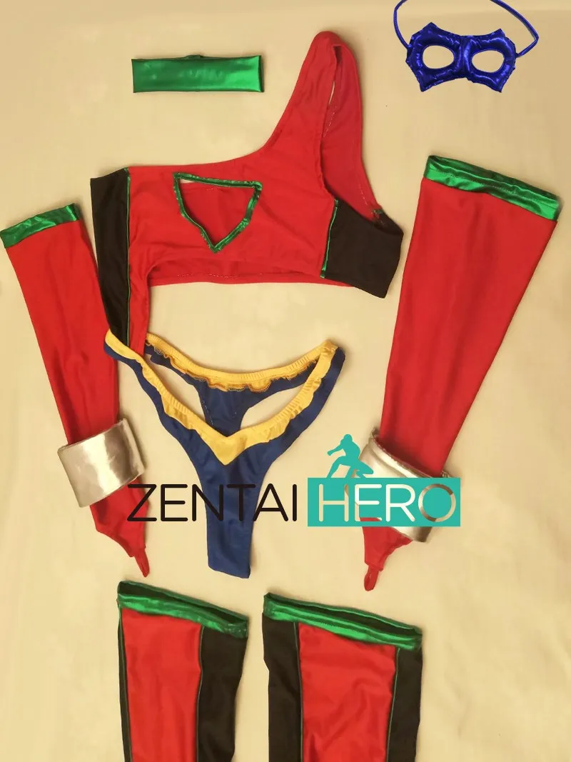 Супергероин женский Фетти сексуальный красный/зеленый Женский Герой Zentai костюм