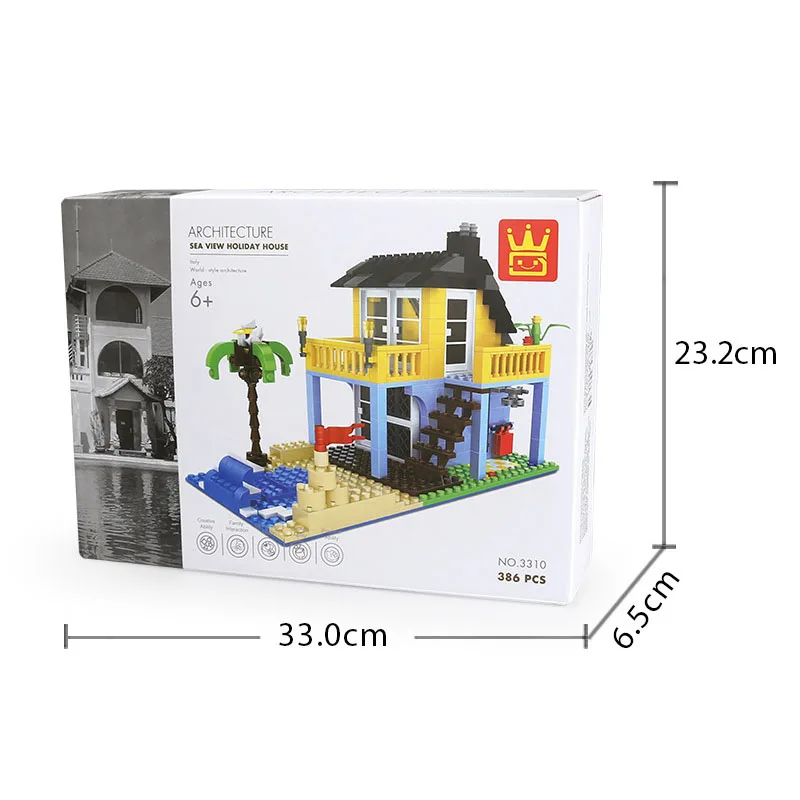 

Sea View Holiday House DIY Assembly Model Children's Building Blocks Mini Hut Classic Educational Toy Gift