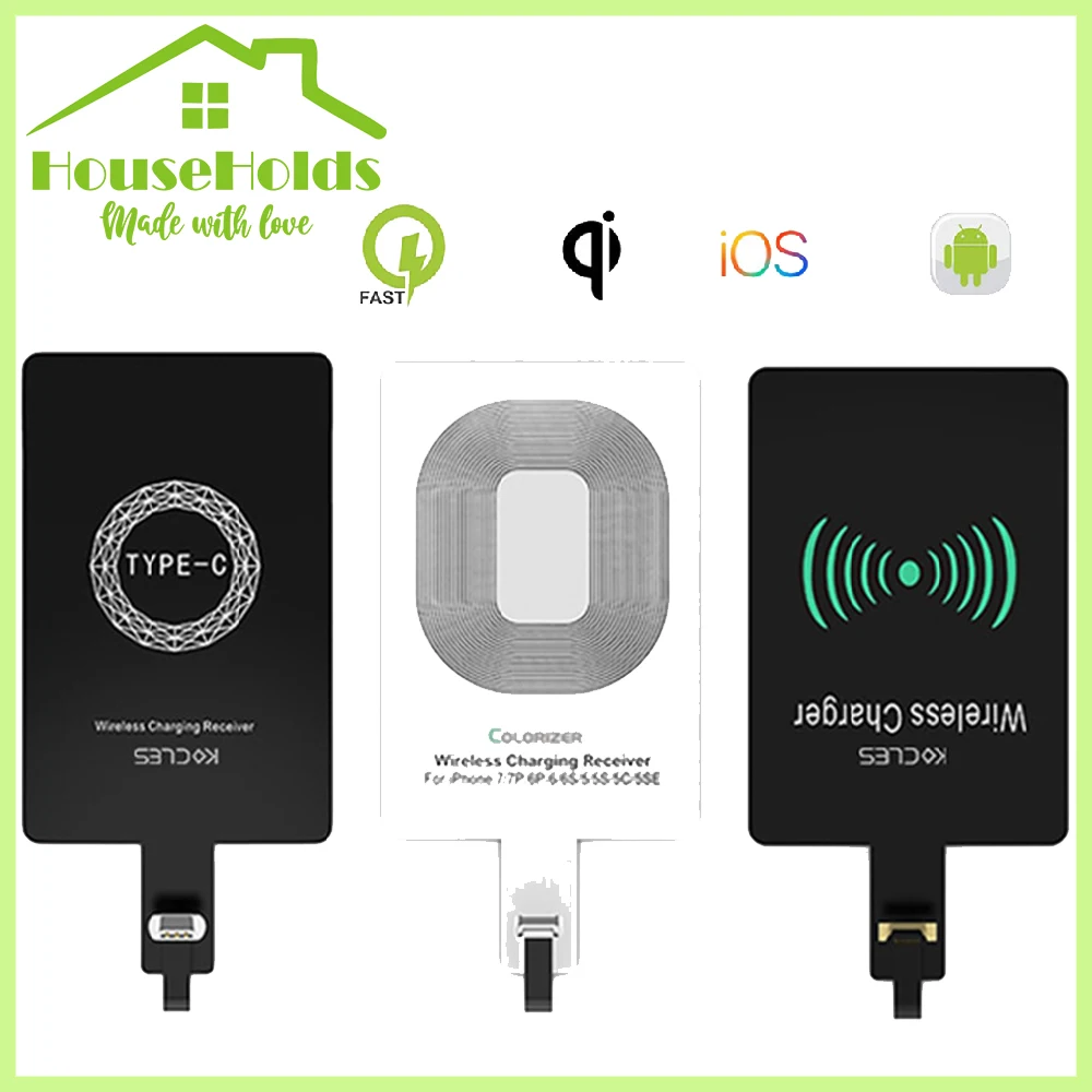 Для Samsung Huawei iPhone для Xiaomi Qi беспроводной зарядный приемник Micro USB Type - Цена: 88.88