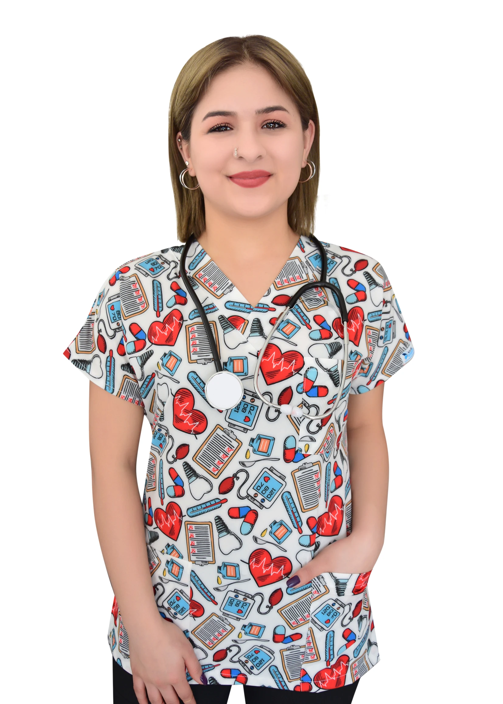Белый топ унисекс из полиэстера и лайкры с ритмом сердца униформа врача