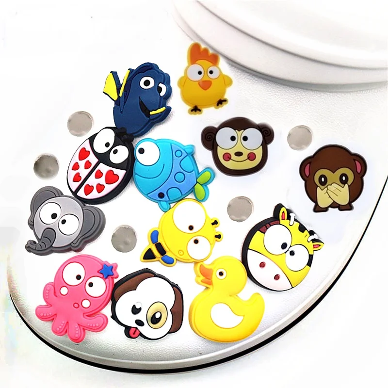 

12pcs/lot Cartoon Animals Shoe Charms Shoe Accessories Shoe Decoration for Croc JIBZ/ Wristbands kids Party Xmas Gifts