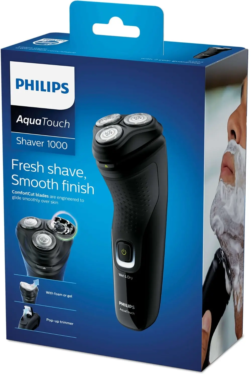 

Philips S1223 / 41 Shaver 3 Pivoting Head Shaver wet or dry shaver smooth skin mustache wireless battery favorite beard