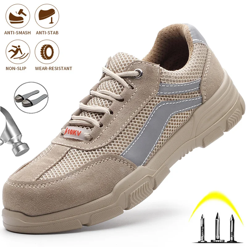 

Men's Work Shoes Puncture Proof Safety Shoes Steel Toe Construction Sneaker Anti-smashing Anti-static Outdoor Security Shoes