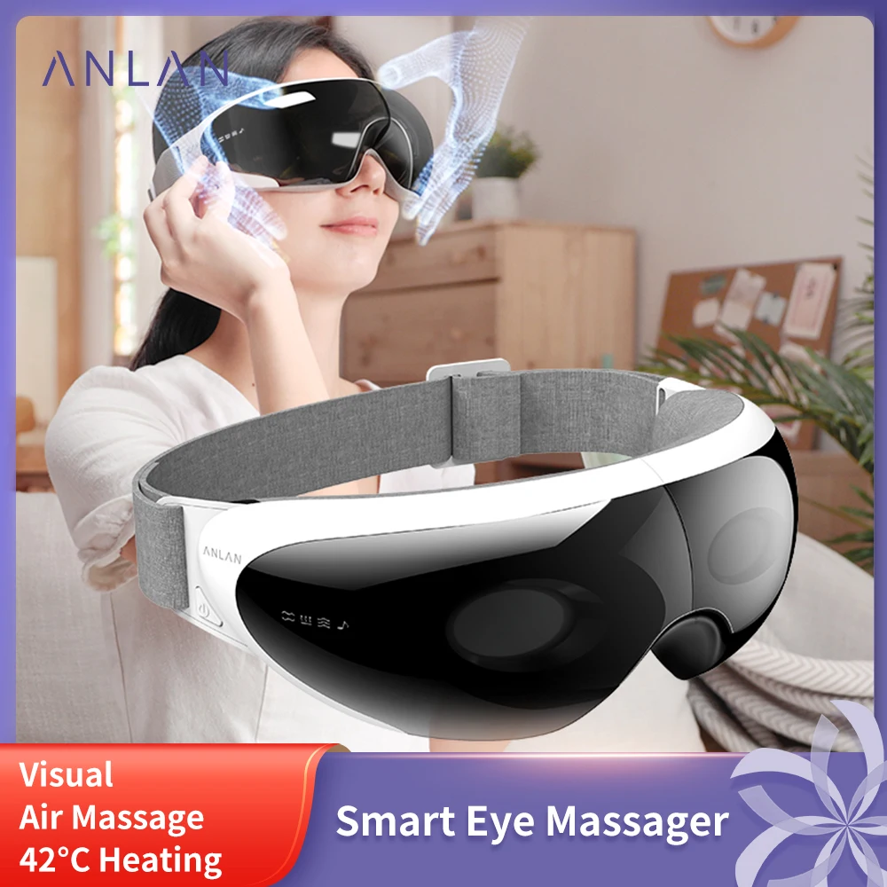 ANLAN 4D Visual Smart Eye Massage Glasses Wireless Air Compression 42℃ Hot Eye Massage Large Battery Relieve Eye Fatigue Massage