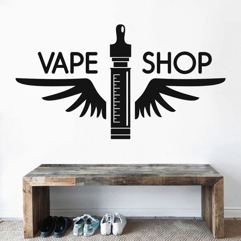 Крылатый Vape силуэт Vapes магазин настенная виниловая наклейка на стену для