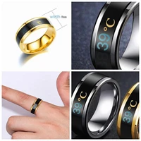 iwait 2021 new smart temperature sensitive rings for couple titanium steel emotional emotion rings waterproof jewelry