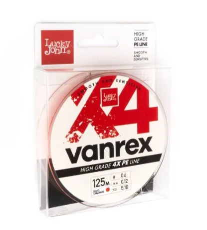 Леска плетеная LUCKY JOHN Vanrex х4 BRAID Fluo Orange 125/012 |