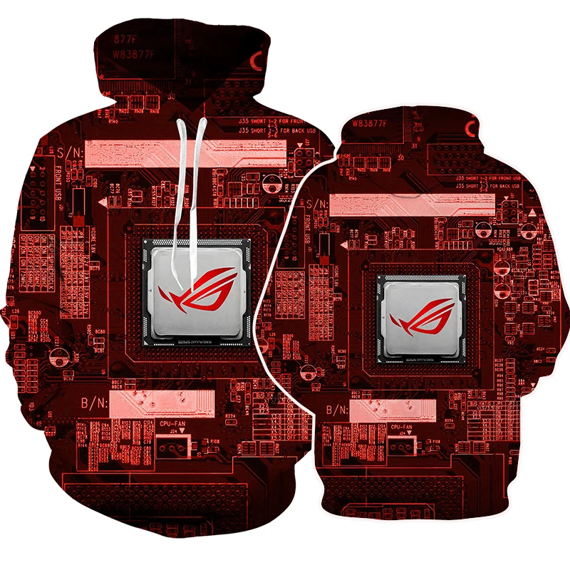 

Electronic Chip 3D Printed Hoodies Men Women Y2K Pullover Tops Casual Sweatshirts Hip Hop Harajuku Streetwear Oversized Hoodie