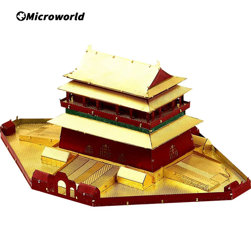 

Microworld 3D Metal Model Puzzle Beijing Bell and Drum Towers Building DIY Gifts For Adult Toy Desktop Decortional Cut Jigsaw