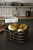 bread bin kitchen storage box breadstuff luxury container metal basket multi purpose black stainless fruit vessel modern gold