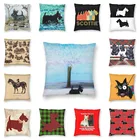 Роскошный чехол для подушки в скандинавском стиле с изображением собаки Скотти из полиэстера, подушка для дивана шотландского терьера, чехол для подушки, украшение для дома