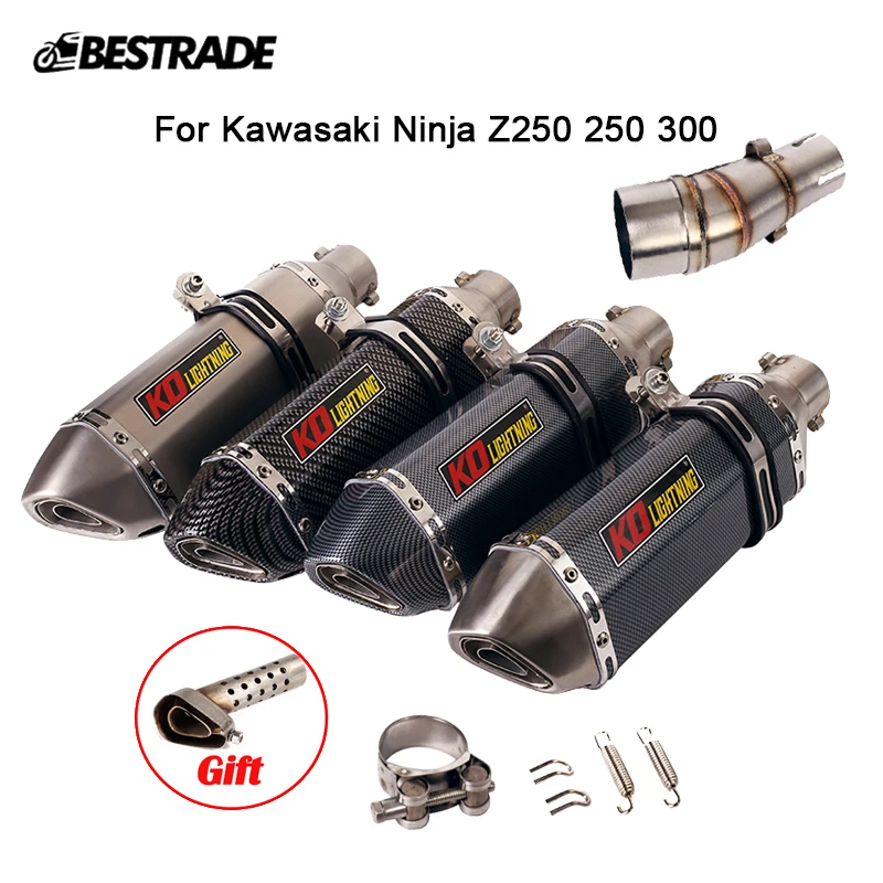 

For Kawasaki Ninja Z250 250 300 Motorcycle Exhaust System Mid Connect Link Pipe Muffler Tube Removable DB Killer Stainless Steel